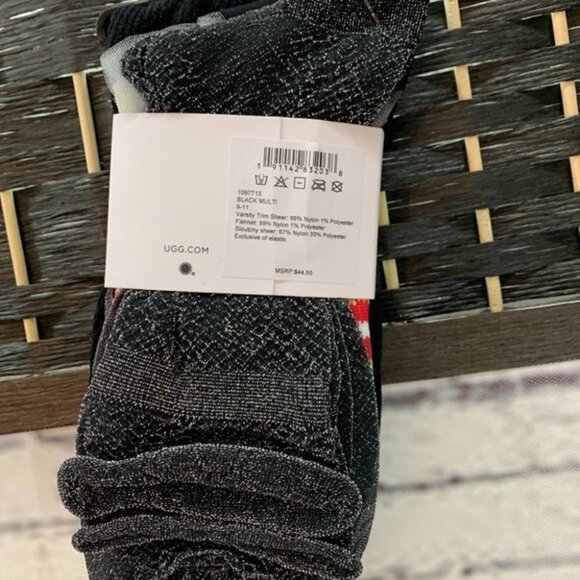 Ugg Australia Varsity Trim-Fishnet-Metallic Slouchy Ankle Crew 3-Pack Sock Set - Picture 3 of 5